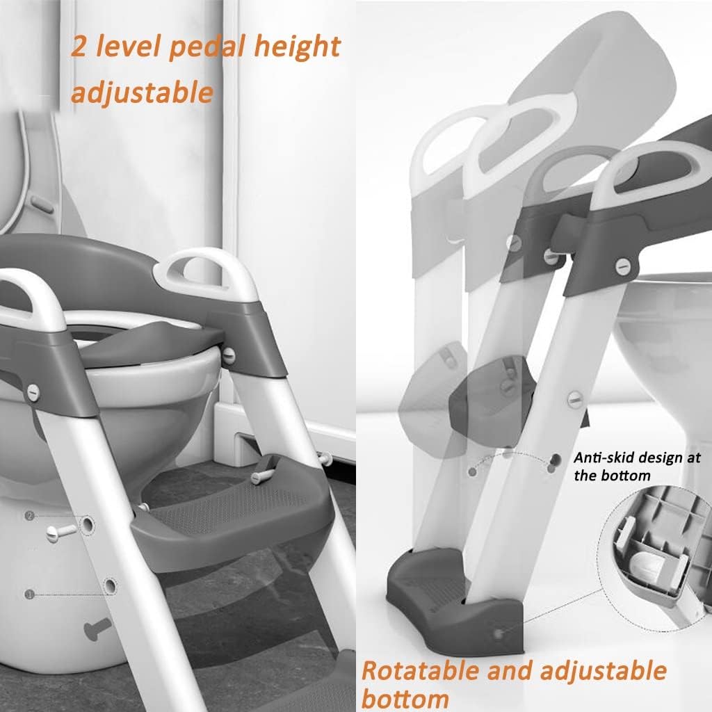 Potty with Ladder for Boys Adjustable Potty Training Toilet with Armrests, Foldable Potty Seat with Splash Guard, Easy to Assemble and Clean (Color : Pink, Size : 40 * 42 * 20cm)