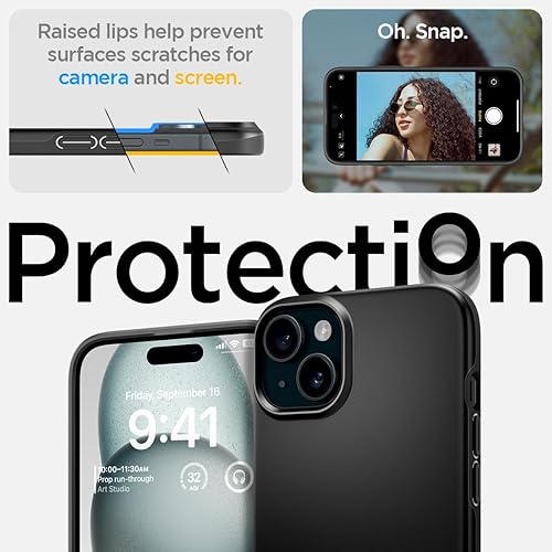 Miniatura 5 de Spigen Funda delgada diseñada para iPhone 15 (2023), protección de grado militar, color negro