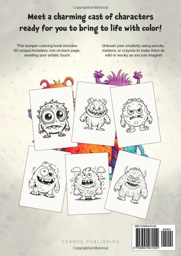 Miniatura 2 de Mischievous Monsters Coloring Book 50 Cartoon Creatures for Creative Kids