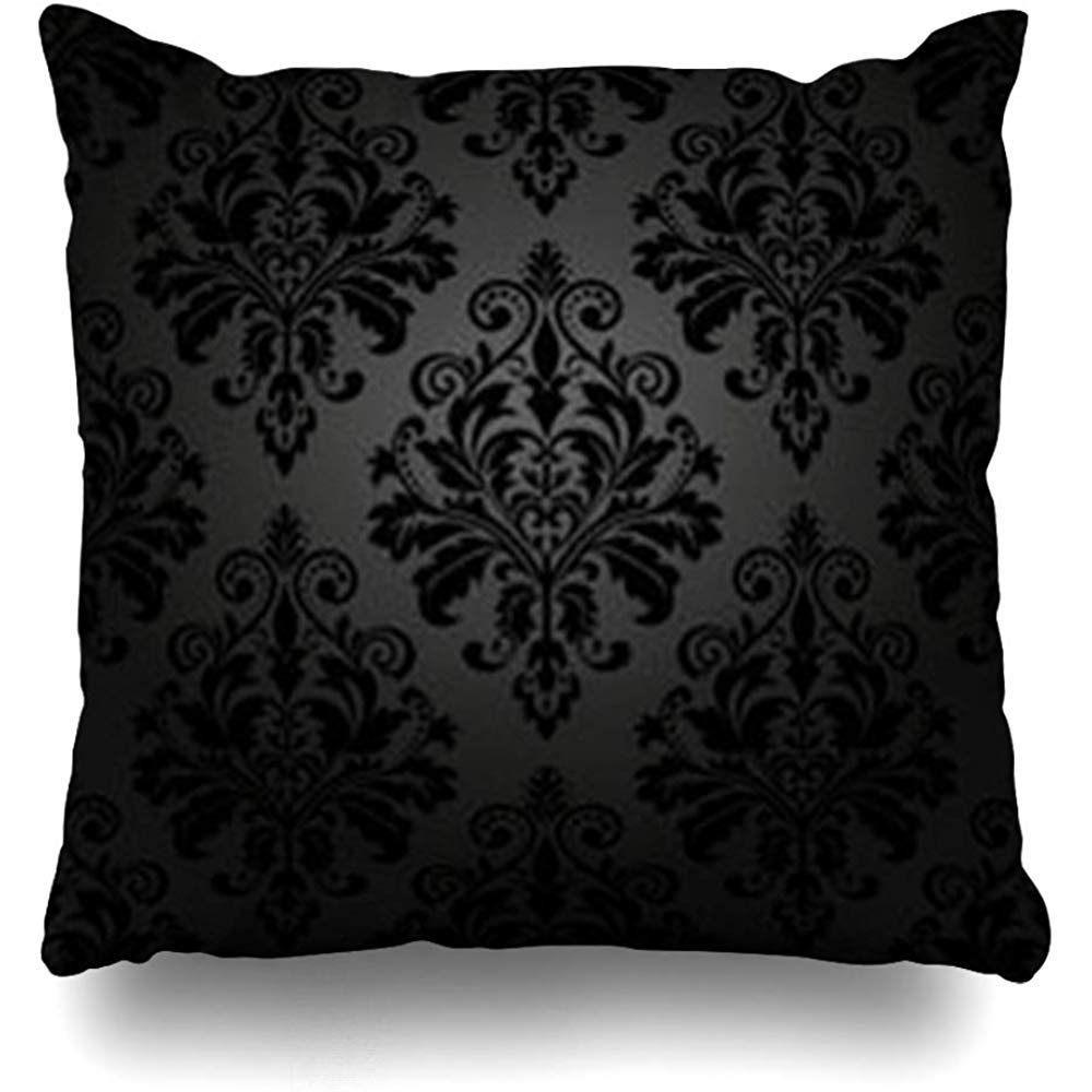 Amazon.com: Throw Pillow Cover Gothic Black Damask Floral Pattern