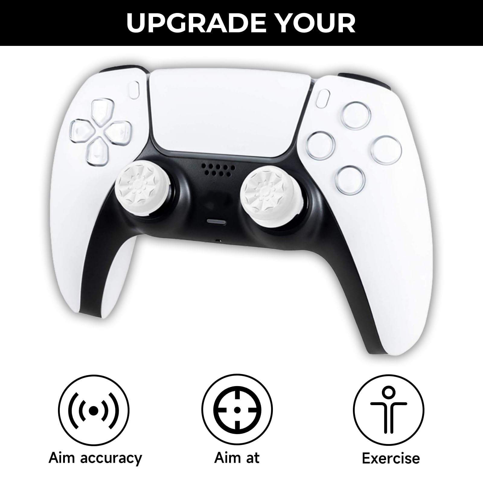 Kompatybilne z FPS Freek Galaxy PS5 Stick Aufsätze, ikoniczne wydajne kości kierunkowe dla PlayStation 5, PS4, precyzyjne podwyższenia joysticka do gier FPS, fioletowe, białe, komfortowa kontrola