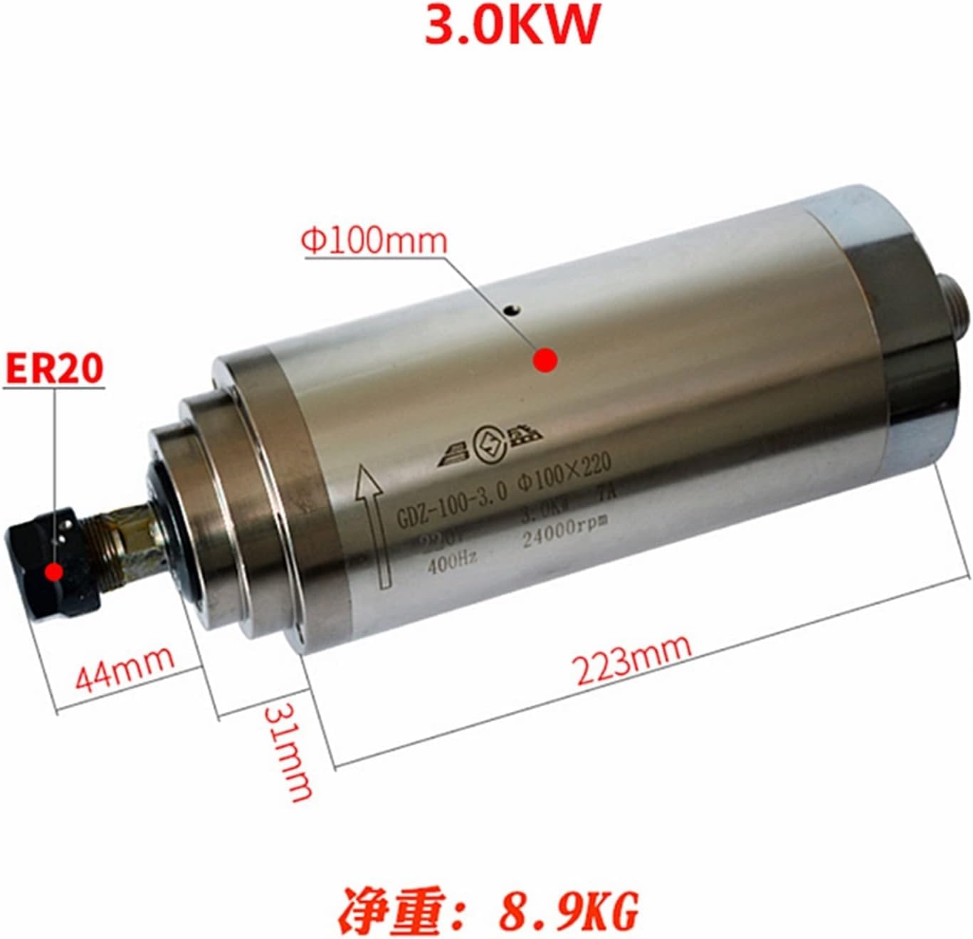 Zestawy Silników Wrzeciona Cnc Zestawy Maszyn Cnc 800w 1500w 2200w 3000w Silnik Wrzeciona Chłodzony Wodą 65mm 80mm Zacisk Do Diy Mini Frezarki Cnc Narzędzie Do Routera Cnc, 3000w Er20