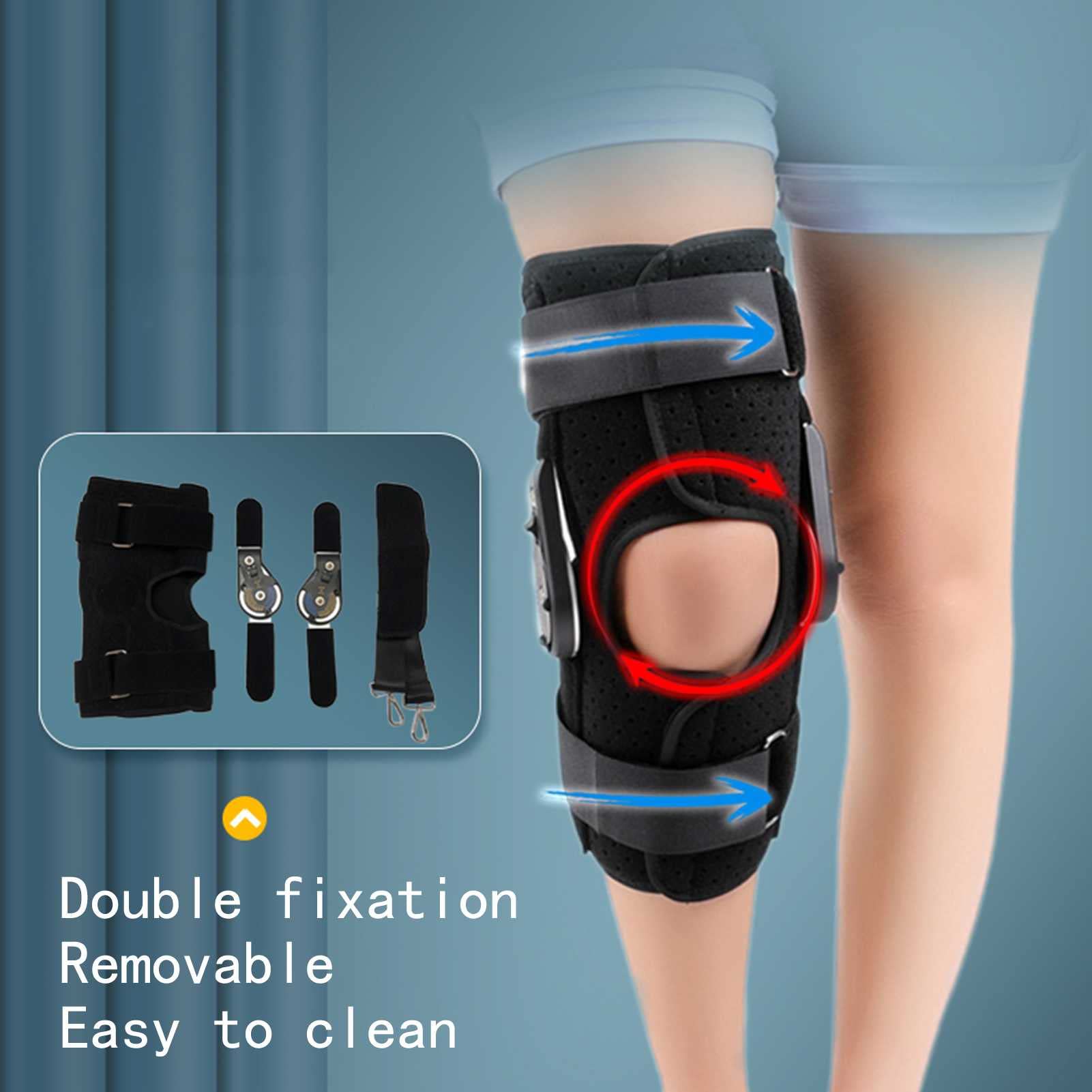 Podwójny Regulowany Pasek Na Staw Kolanowy, Stabilizator Kolana, Orteza Na Kolano Po Urazie Więzadła Łąkotki, Urządzenie Do Rehabilitacji Po Złamaniu Kolana, Duży Rozmiar,Black