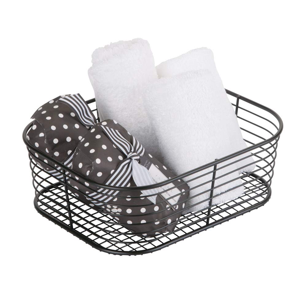 Cesto de baño de rejilla iDesign Vienna, organizador negro mate para maquillaje