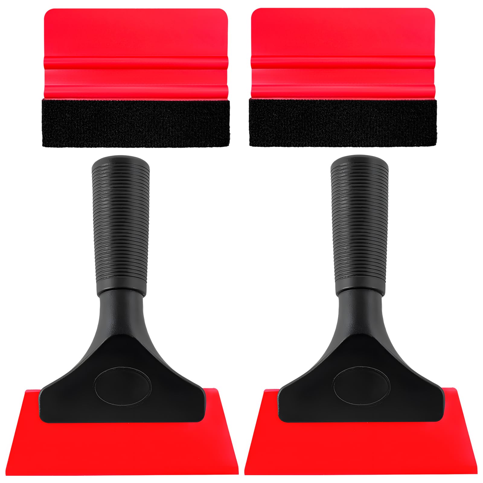 Yourkar 4 PCS Window Tint Kit Tools, Professional Vinyl Wrap Kit with Plastic Squeegee &amp; Felt Squeegee, Universal Privacy Film Installation Tint Tools for Vehicle Glass Home (Red)