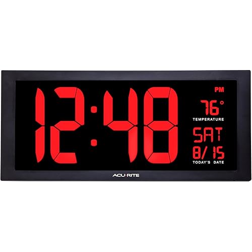 AcuRite 75100C 18-Inch Large Led Clock with Indoor Temperature