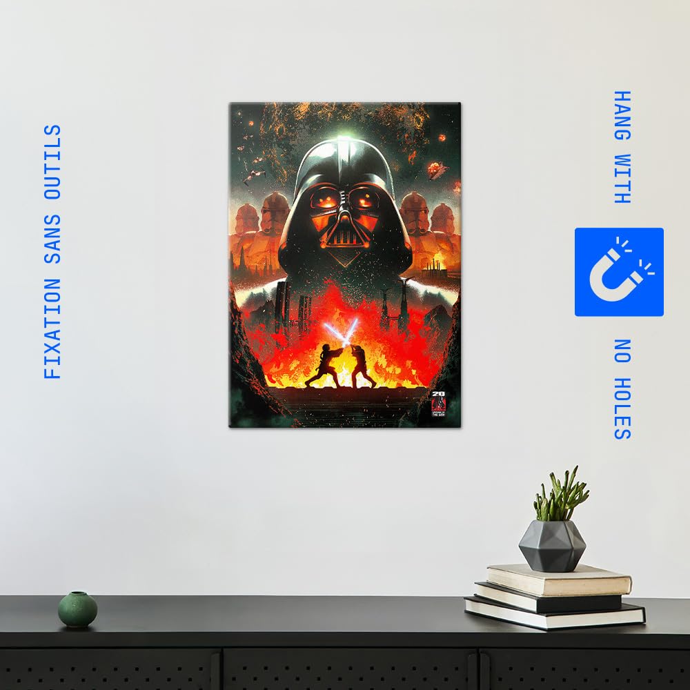 Displate Poster in metallo Star Wars - Revenge of the Sith 20th Anniversary - Darth Vader Casco - Decorazione per casa, camera da letto, arte moderna, regalo - Decorazione da parete in metallo