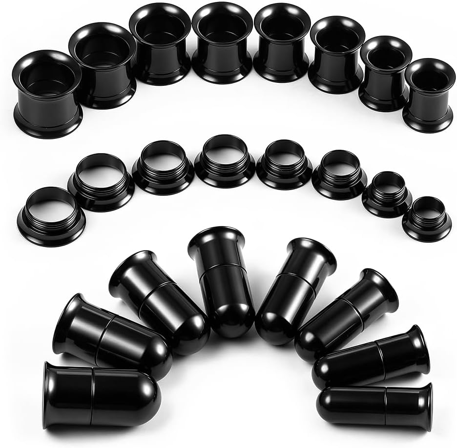 Casvort 0.5mm Inbetween Size Dead Stretching Kit Double Flared Bullet Tapers 3 In 1 Ear Tunnel Set for Lobe Helix Eyelets 14G-00G