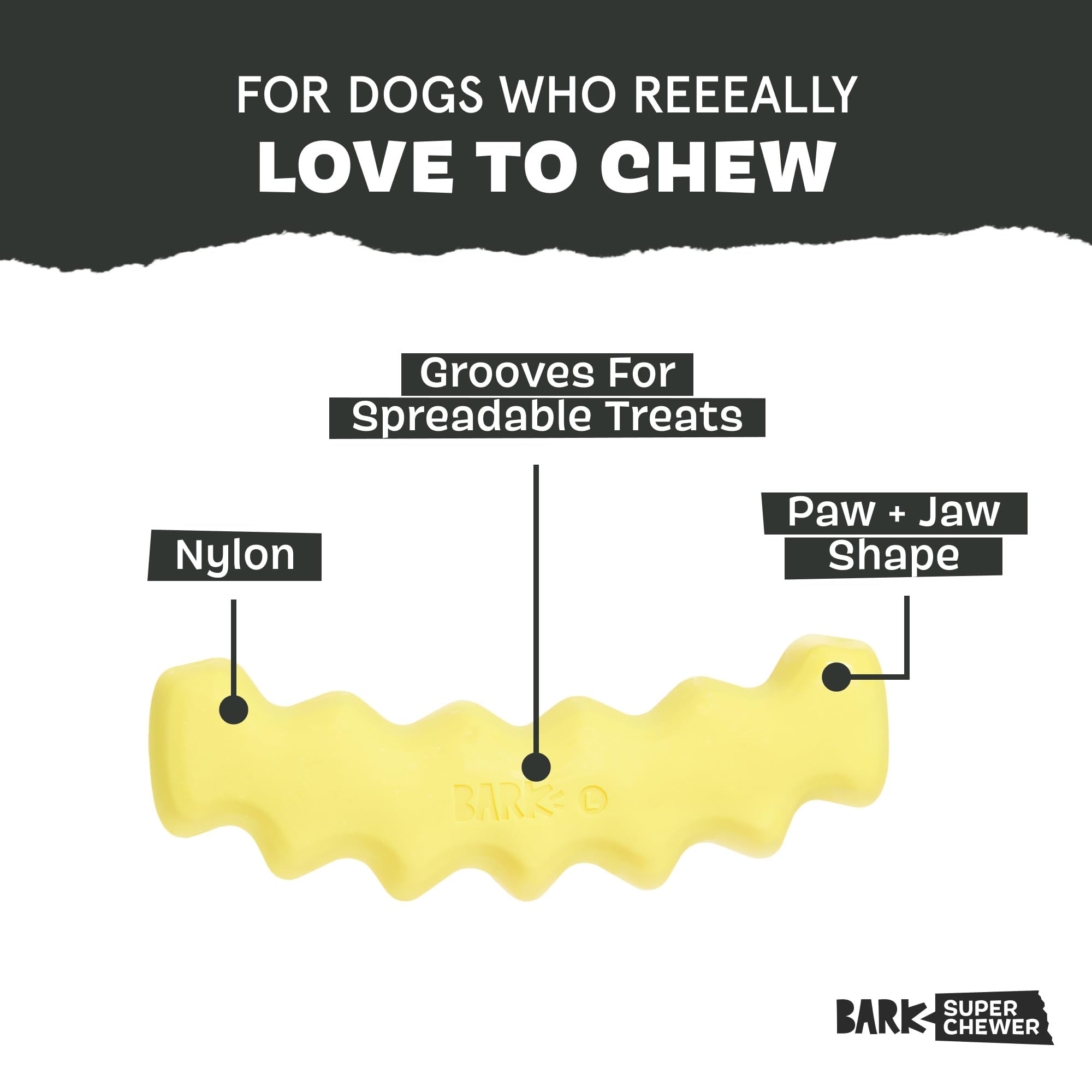 Barkbox Crinkle Fry Dog Toy for Large Dogs, Super Tough Nylon Construction for Aggressive Chewers and Designed for Durable Playtime