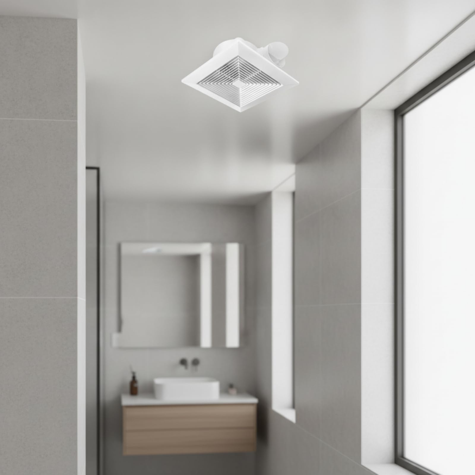Milageto Ventilatore da Soffitto Aspirazione Bagno Ventola Estrattore Scarico con Chiusura Antiodore Basso Rumore Custodia in PP, 10 Pollici, Pannello Rotondo 30x30cm, Foro 25x25cm