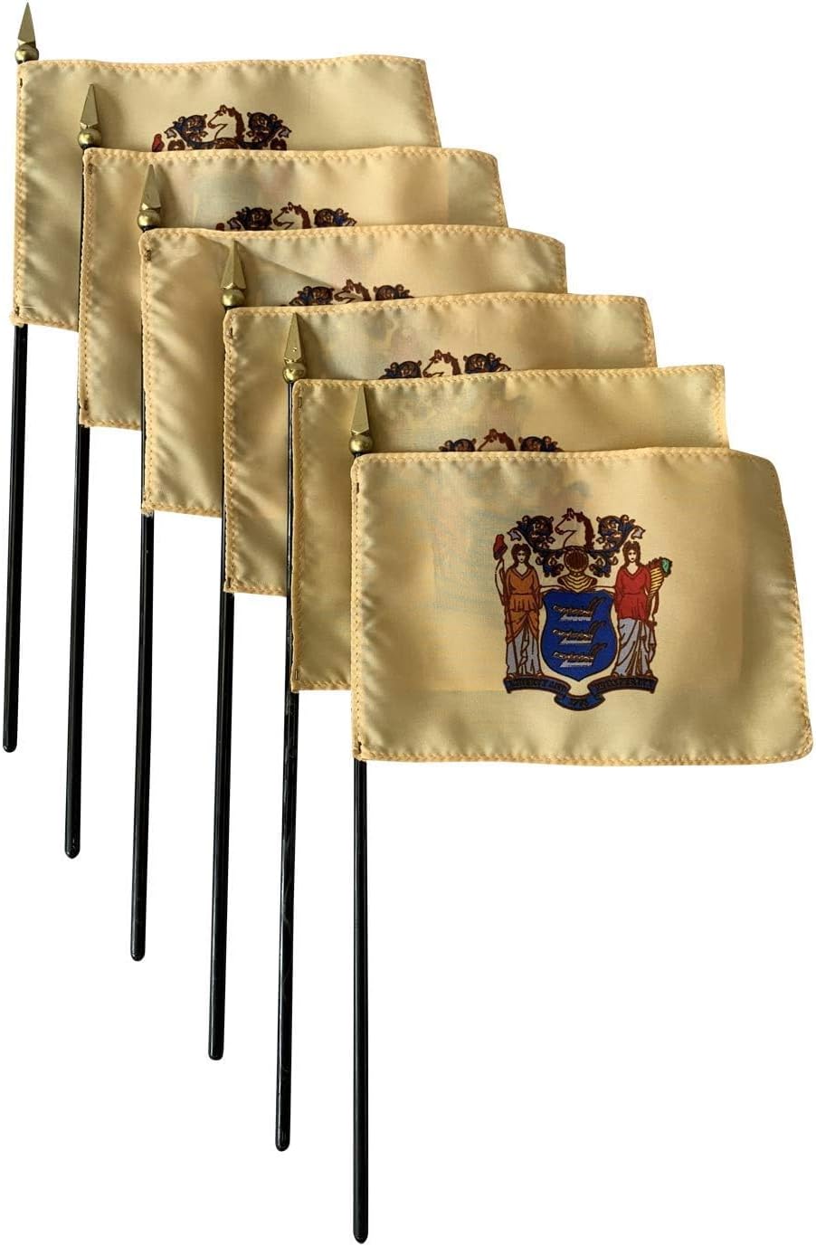 4x6" E-Gloss New Jersey Stick Flag - Flag Only - Qty 6