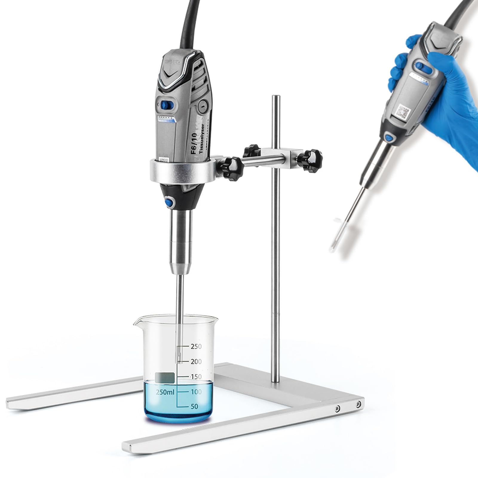 Homogenizator laboratoryjny o wysokiej prędkości, 5000-35000 obr./min, pojemność 0,2-250 ml, 6-stopniowa regulacja prędkości do produkcji kosmetyków, powłok i masy papierniczej