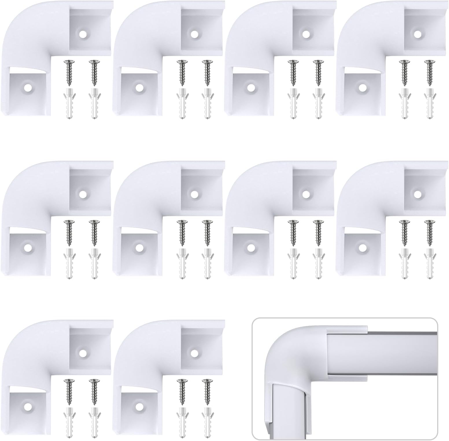 90 Degrees Corner Connector 10 Pcs, LED Profile Corner Connectors, 90 Degrees LED Channel Corner Connectors for V Shape LED Aluminium Profile, Screws Included