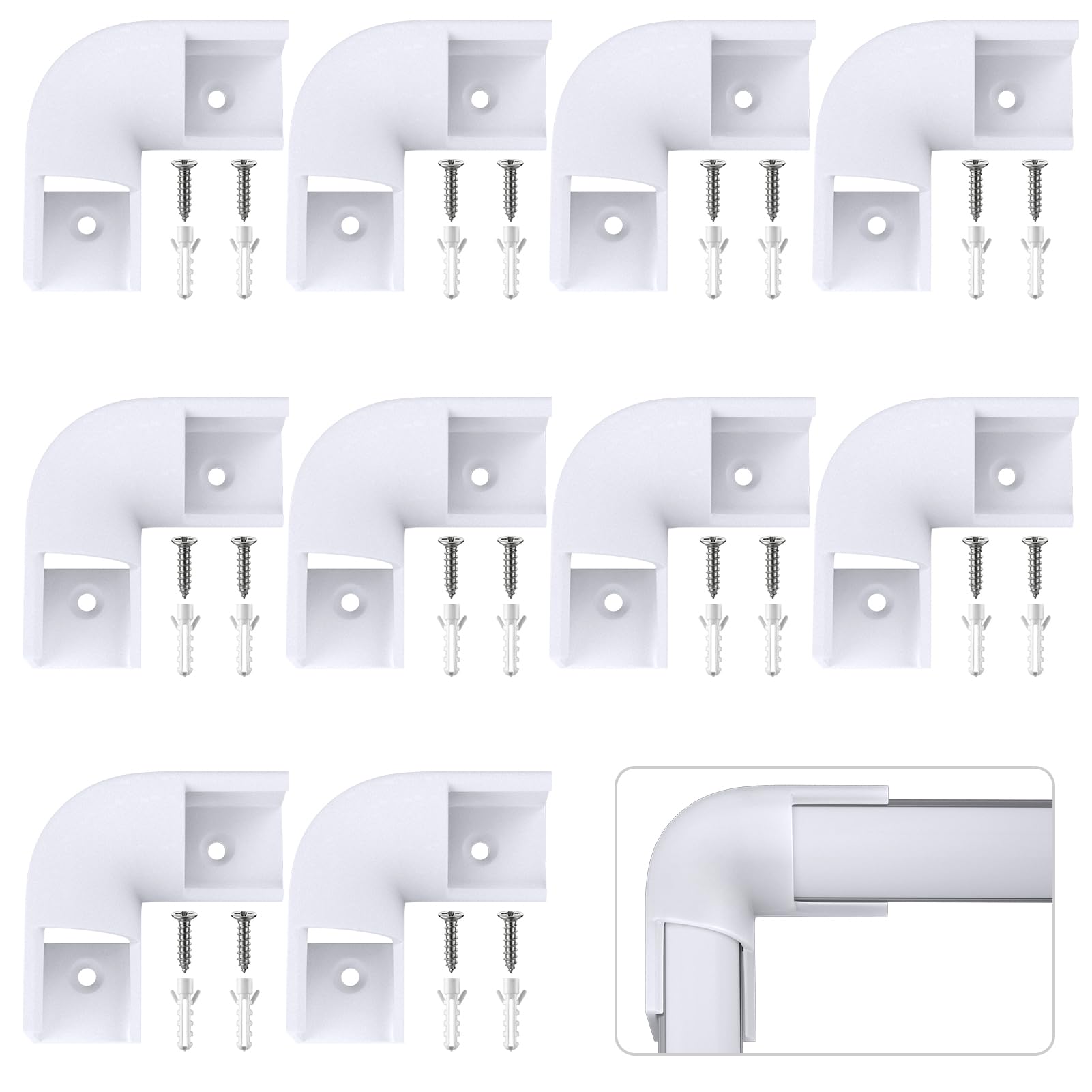 HOMMAND Łączniki narożne 90 stopni 10 szt., złącza narożne do profilu LED, złącza narożne do kanału LED 90 stopni do profilu aluminiowego LED w kształcie V, wkręty w zestawie
