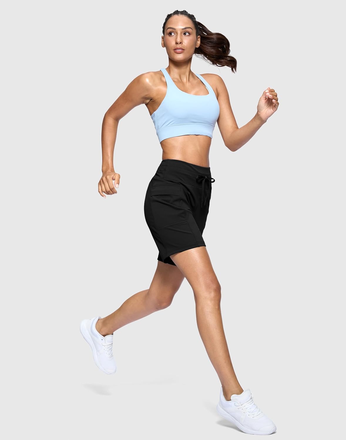 Women's 7" Athletic Hiking Long Shorts with Side Pockets High Waisted Stretchy Bermuda Shorts for Women Workout Casual - Image 6