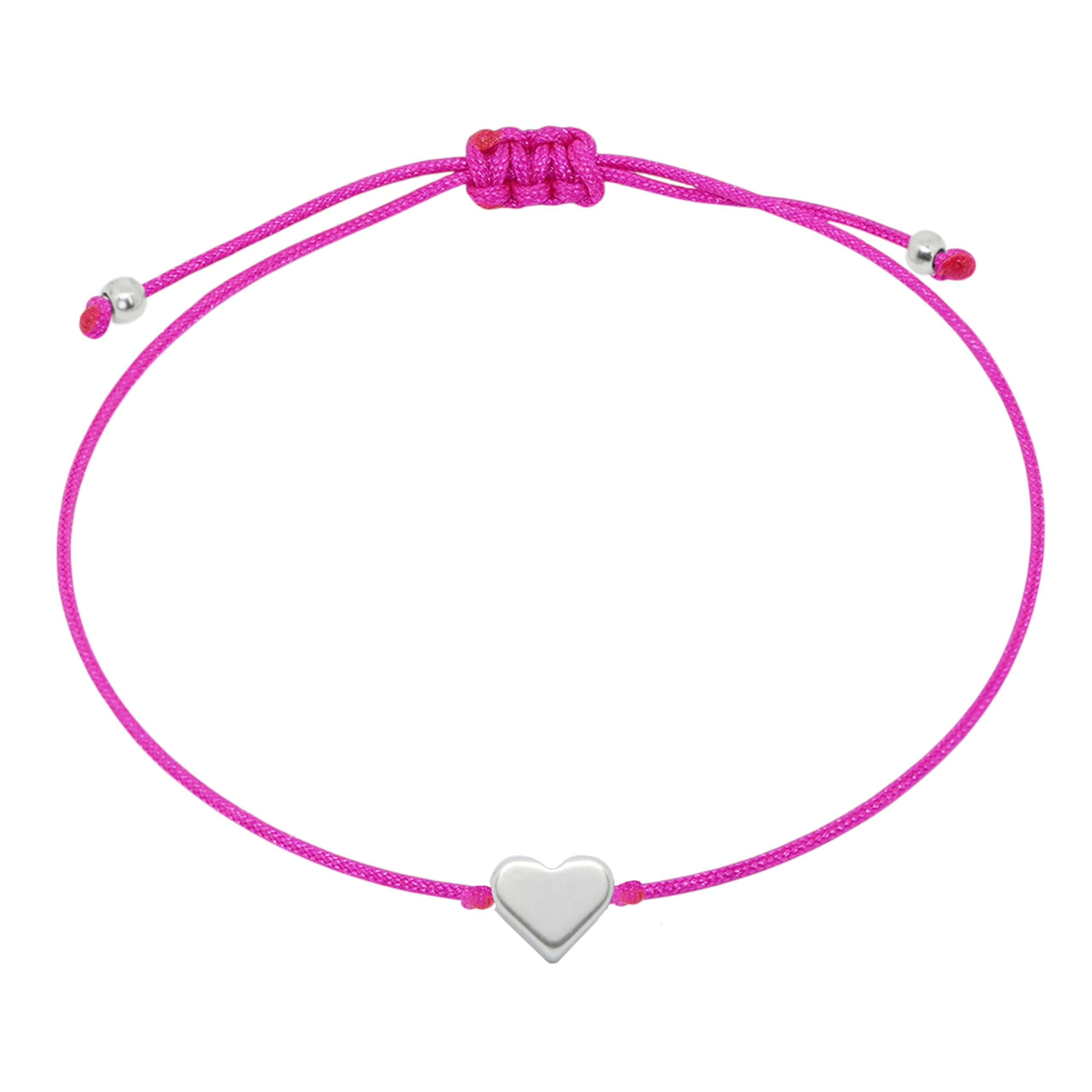 Selfmade Jewelry Armband Damen Handgefertigtes Unikat Silber Herz Design, Geburtstagsgeschenk für Frauen, Geschenke für Freundin, Inkl. Geschenkverpackung - Handmade in Germany (Silber - Pink)