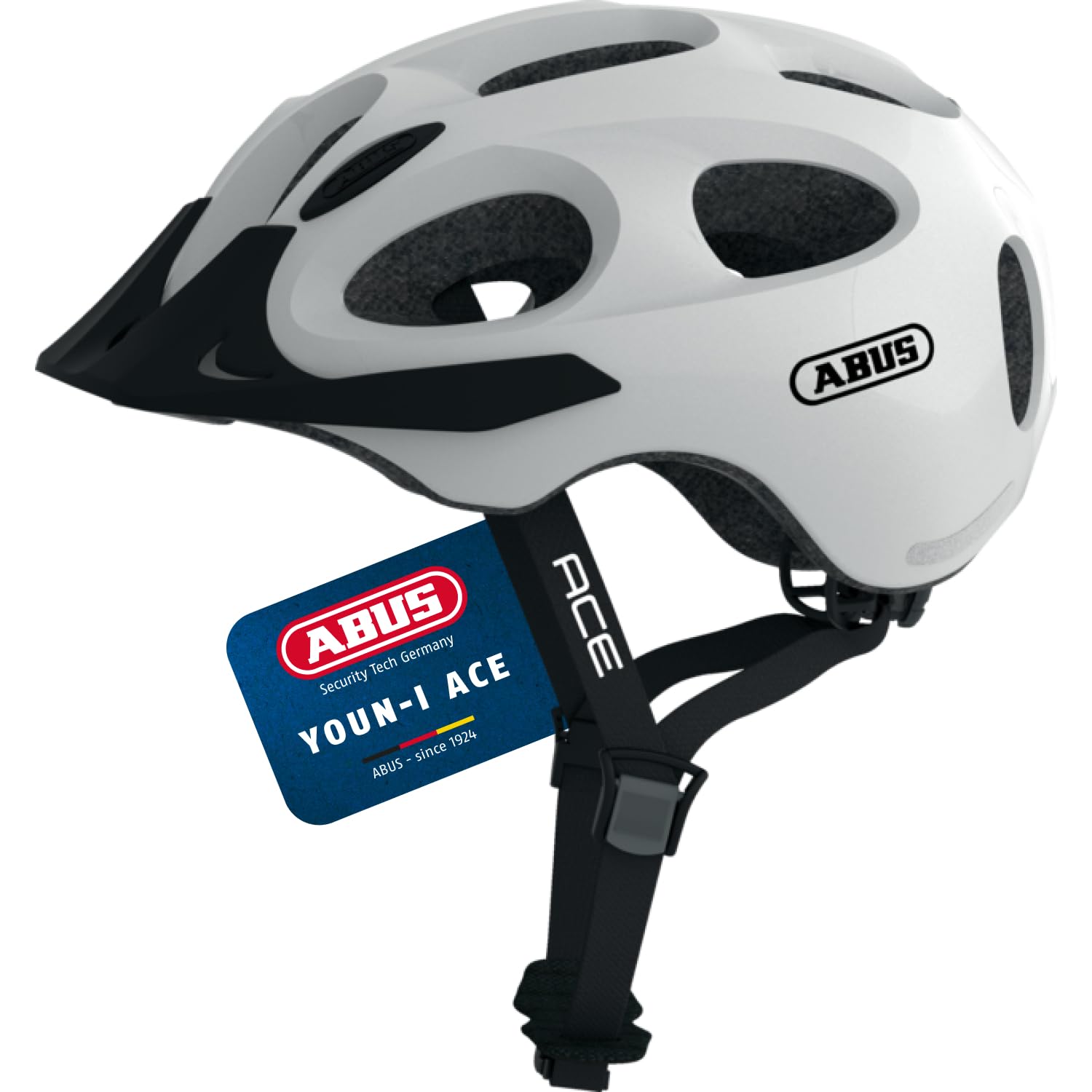 Casco da città ABUS Youn-I ACE - con luce posteriore a LED integrata - Casco da bicicletta per l'uso quotidiano - per uomo e donna Bianco (pearl white) M (52-57 cm​) | Casco unisex adulti, sistema Zoom Evo Adult, 17 prese d'aria, calotta EPS e PC