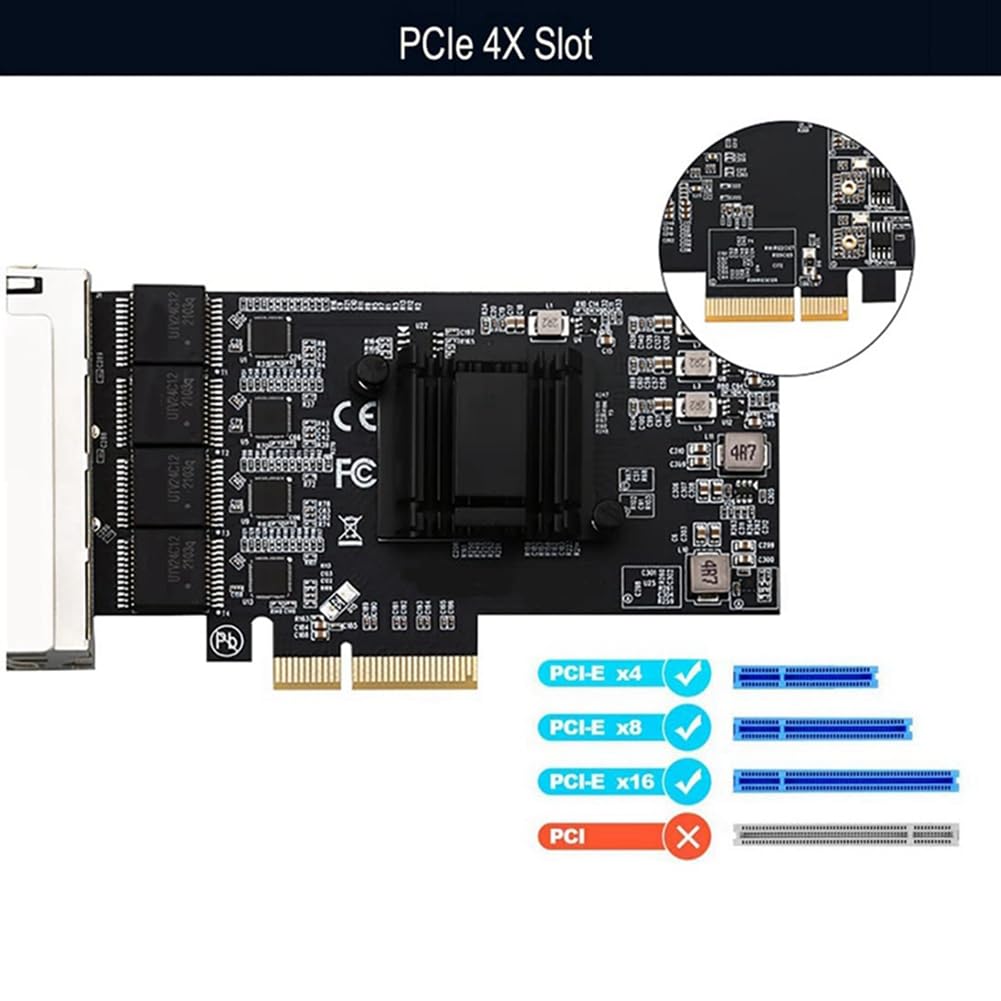 Scheda di rete di gigabit di 4 porti - Port Server Scheda di rete Gigabit PCIe 2,5 Gigabit RJ45 Lan 10/100/1000/2500Mbps Realtek 8125B Chip