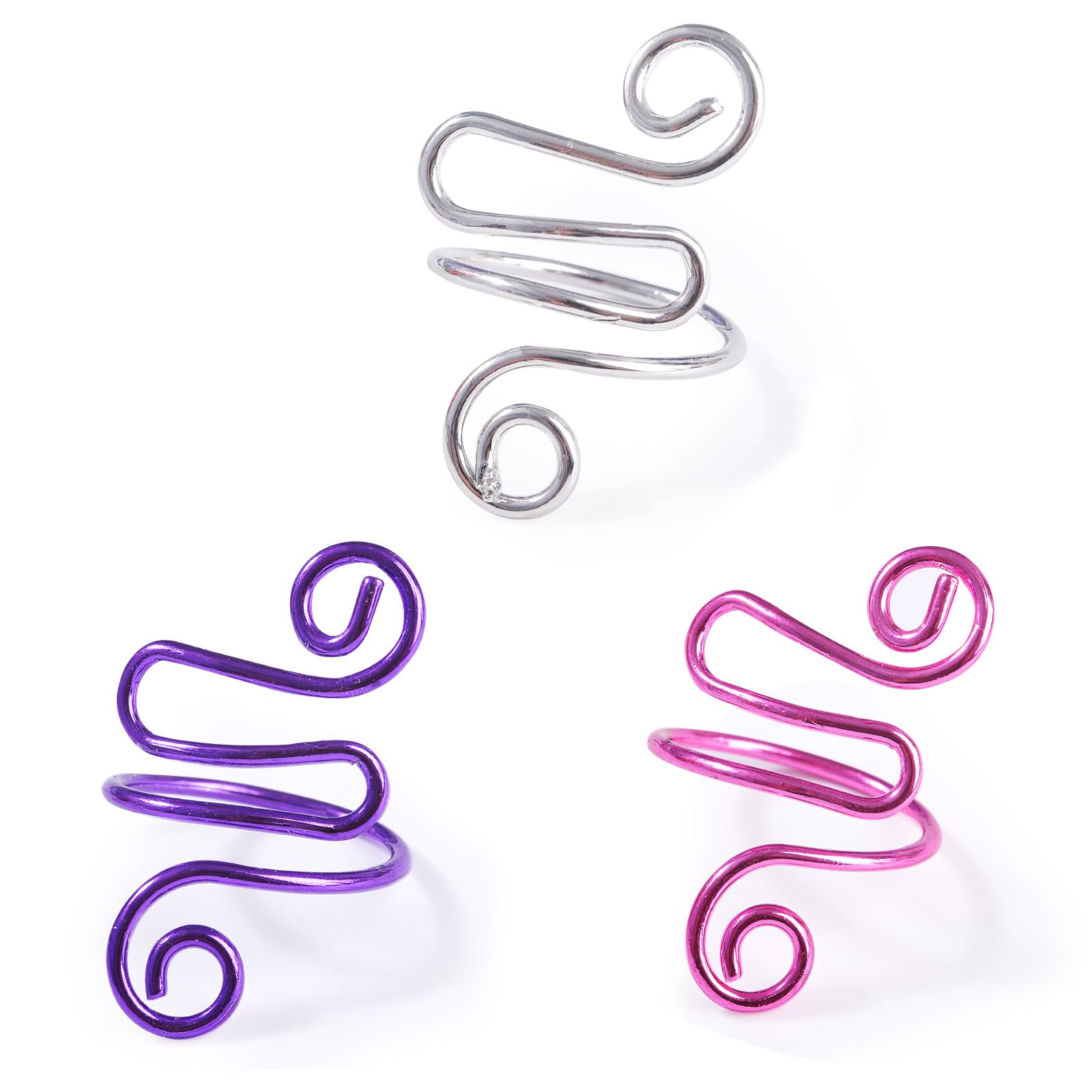 Antetek3 PCS Crochet Tension Ring,Crochet Ring for Finger,Handmade Crochet Tension Ring for Knitting,Yarn Tension Rings for Crocheting (Purple-Silver-Rose)