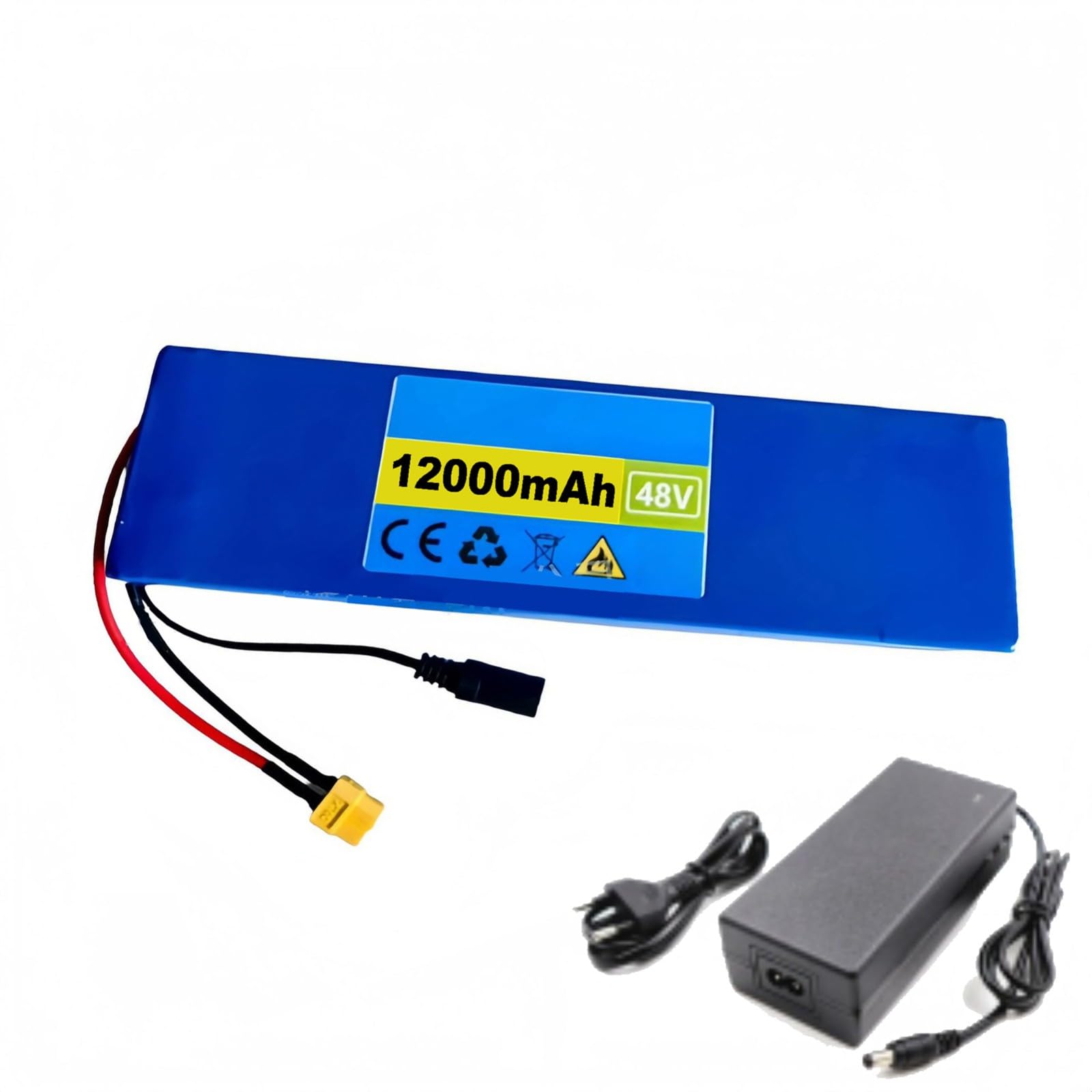 Batería de litio de 48 V y 12 Ah para bicicleta eléctrica y patinete con cargador, BMS integrado, para motores de 0 a 300 W. Batería de iones de litio duradera. 48V 12Ah,T+DC