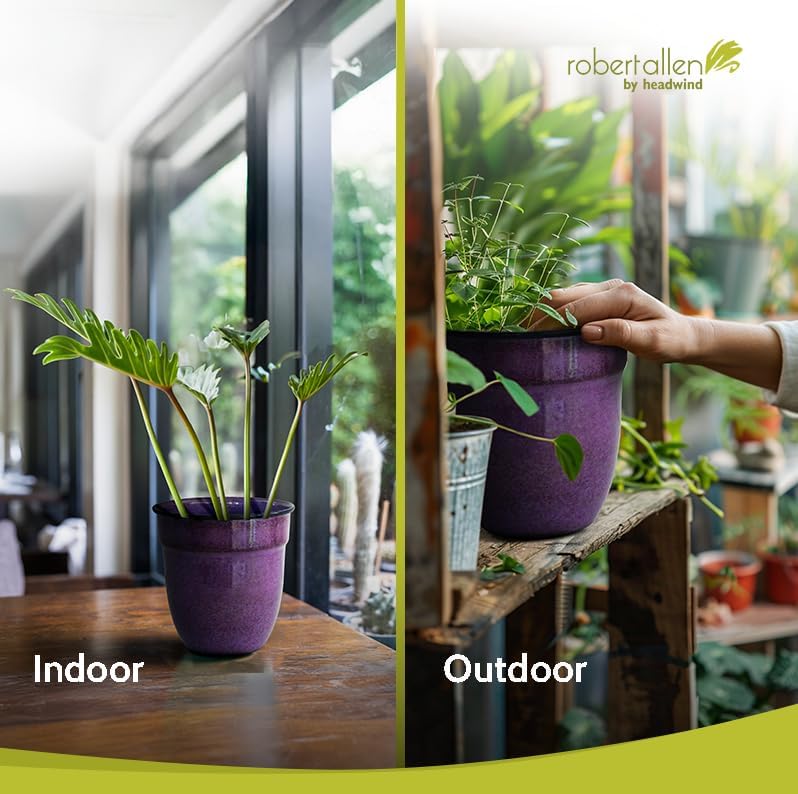 Miniatura 7 de Headwind Robert Allen Mini Venti-Plum de 5 pulgadas, maceta de metal duradera, tapón de drenaje incluido, acero reciclado, triple capa, ligera,