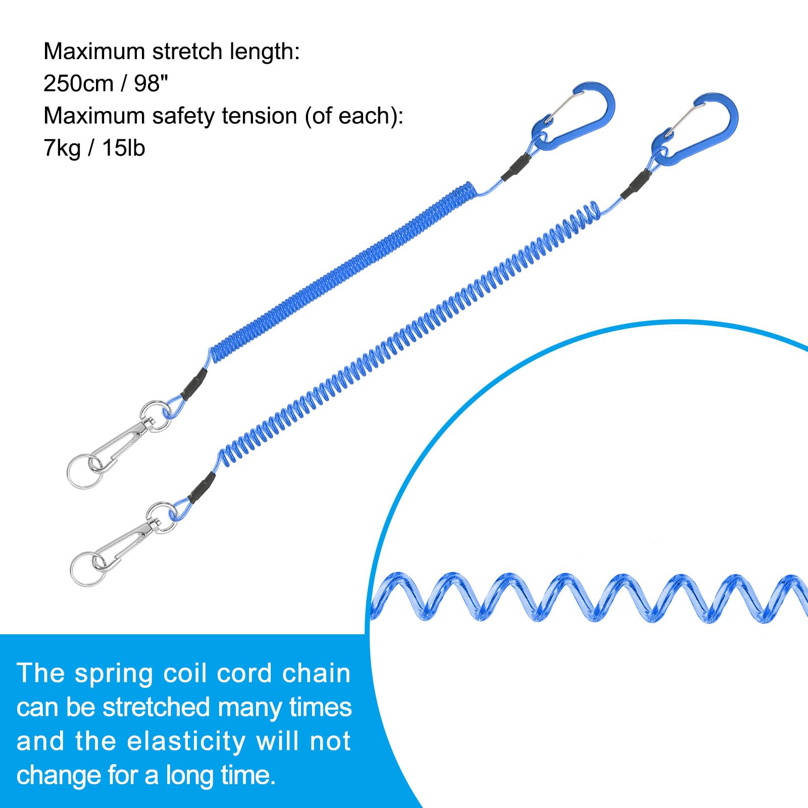 PATIKIL 3pcs Retractable Spring Coil Straps - Image 3