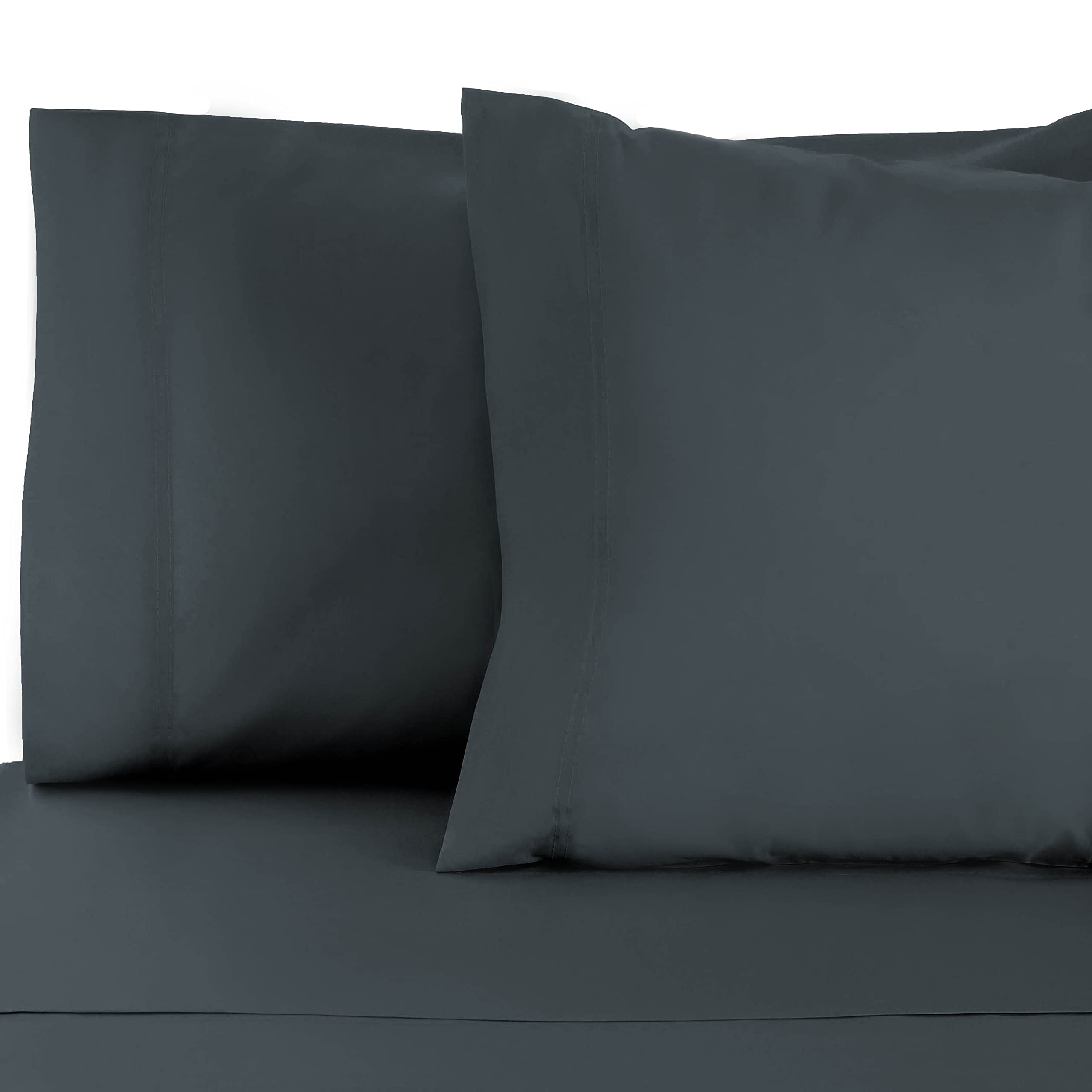 Juego de funda de almohada de rayón de bambú sólido de calidad superior, estándar, carbón, 2 piezas