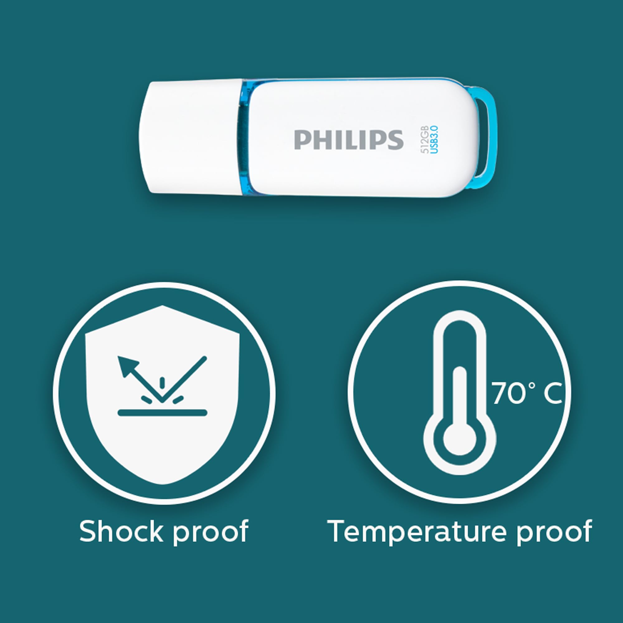 Philips Snow Édition Super Speed clé USB 3.0 512 Go pour PC, Ordinateur Portable, Stockage de données informatiques, Vitesse de Lecture jusqu'à 120 Mo/s