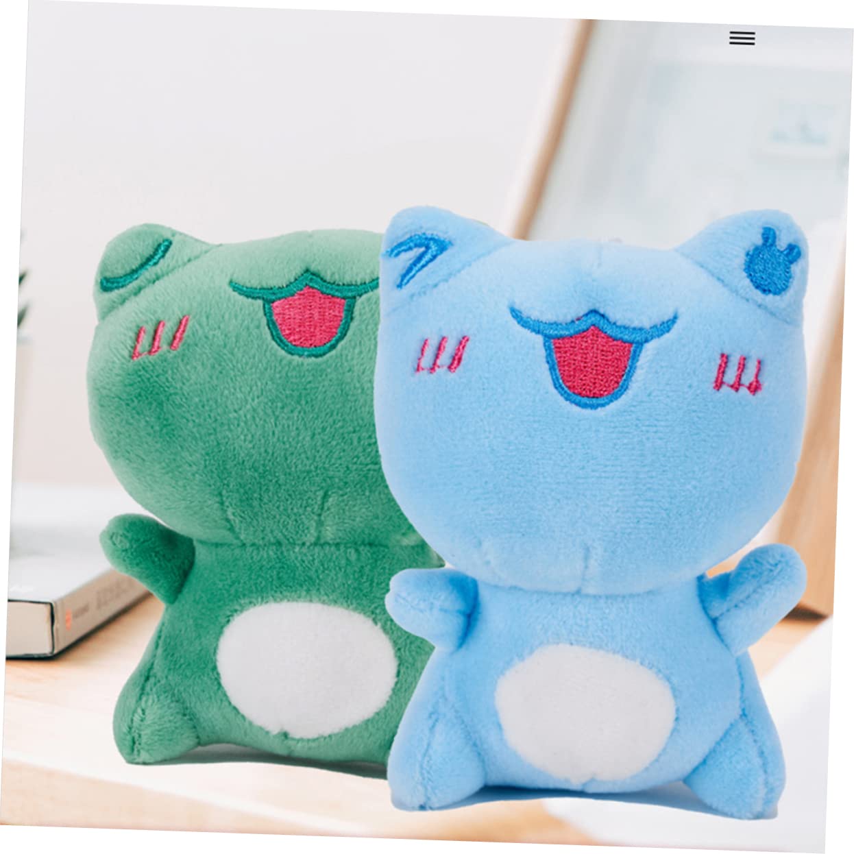 BRIGHTFUFU Cute Plush Frog Keychain Decor Stuffed Animal Pendant for Women Small Keyring Charm Workmanship