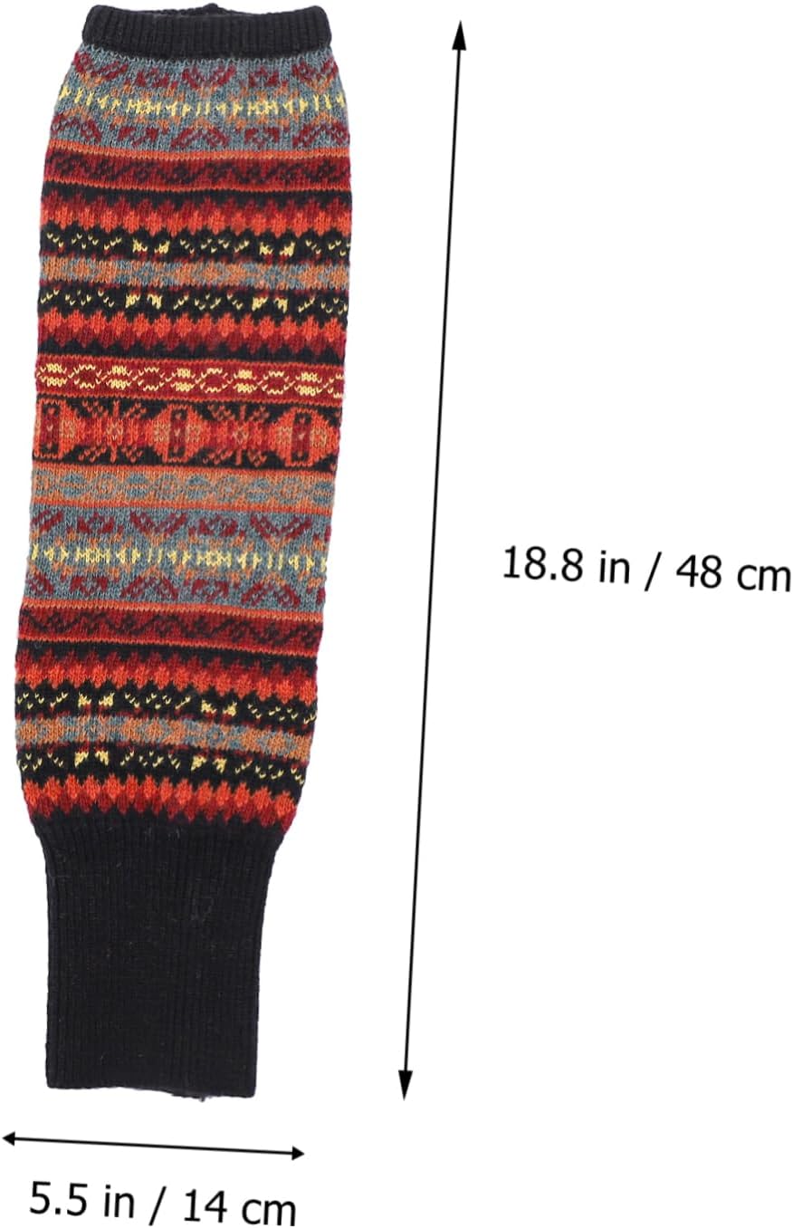 Thick Woolen Leg Warmers for Women Winter Knitted Wool Stocking Covers Soft Warm Leg Socks for Autumn and Cold Weather Stylish Fluorescent Camouflage Pattern