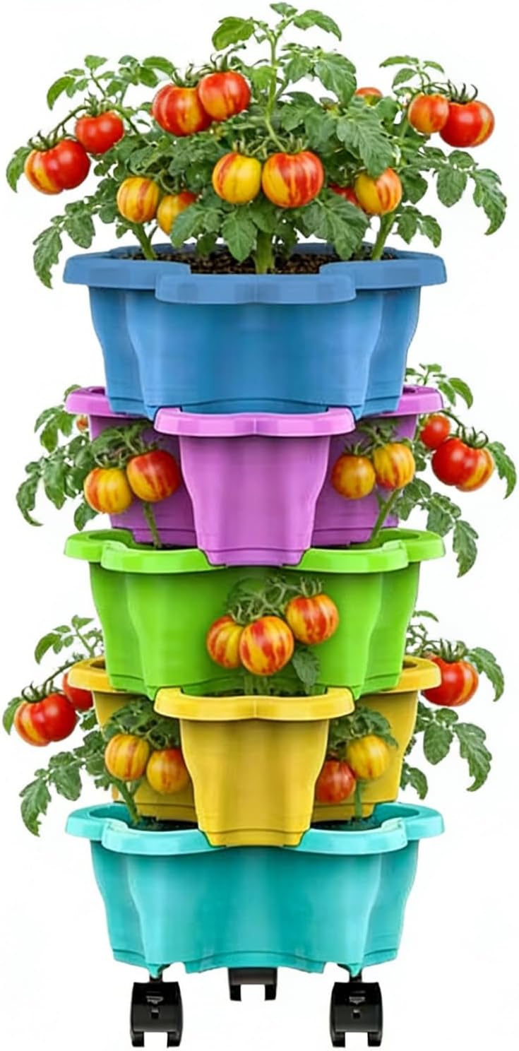 Strawberry Planter - Secure Drainage Stackable Planter,Indoor Outdoor Vegetable Pots - for Yard Farm Patio Balcony Lawn Home Apartment