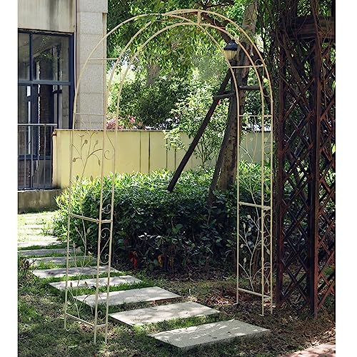 Arco de jardín de metal con picos de suelo, soporte resistente para plantas trepadoras para rosas, vides y verduras, decoración interior y exterior