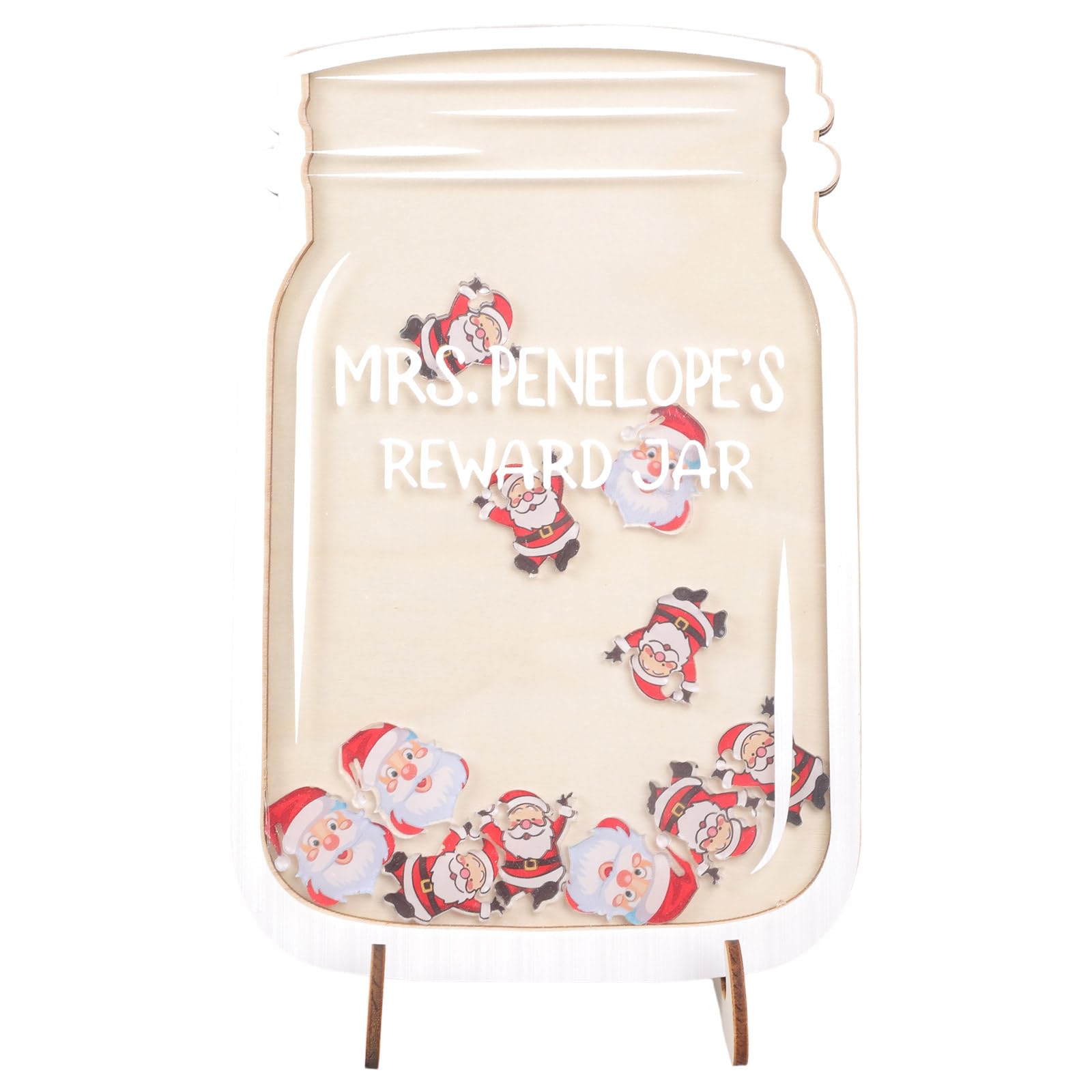 Buxuaaaa Chirstmas Reward Jar for Teachers Children Wood Tree Snowman Santa Tokens Chore Chart Funny Chirstmas Children Wood Reward Jar Classroom