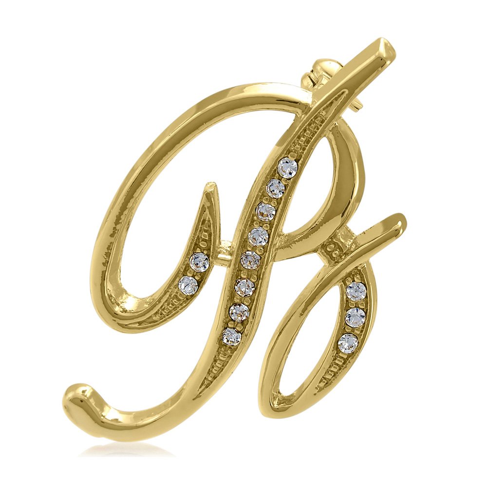 BERRICLEInitial Letter Brooch Pin for Women, Gold-Tone