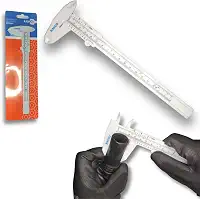 Paquímetro Analógico c/Trava Design Sobrancelhas Estética PVC Plástico Resistente para Medição 150mm Universal Medida em Centímetros e Polegadas