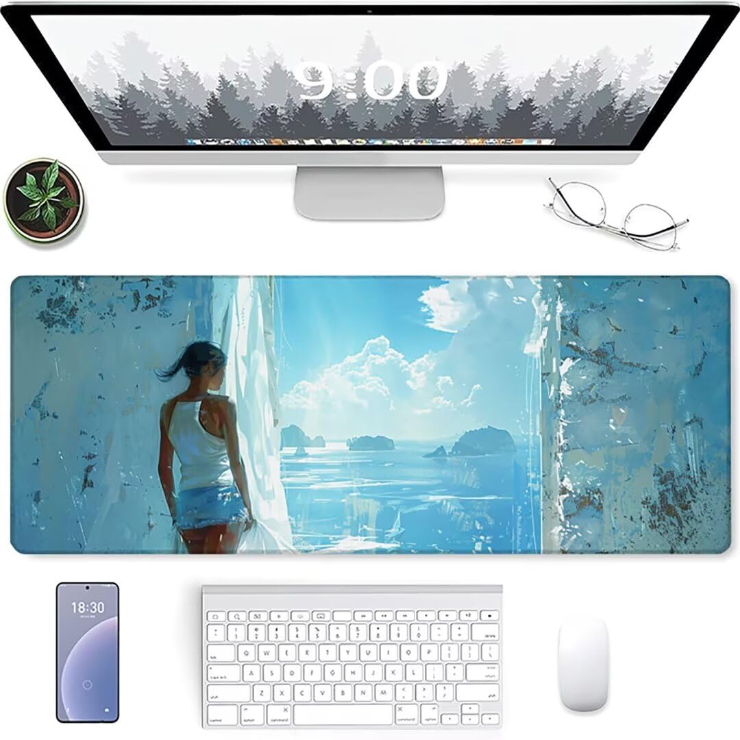 Excel Shortcut-Tasten-Mauspad - erweitertes großes 1200 x 600mm XL-Spickzettel-Gaming-Mauspad | PC-Büro-Tabellenkalkulation-Tastaturmatte | rutschfeste genähte Kante Malerei Kunst