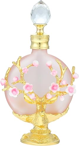 Yetaha Botellas de perfume decorativas, botellas de perfume recargables de cristal vintage, botella de perfume romántica vacía con flor de cerezo,