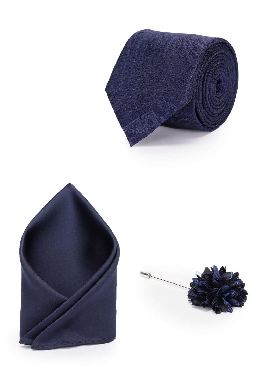 van heusen Men Navy Party Tie Pocket Square And Lapel Pin-picture-28