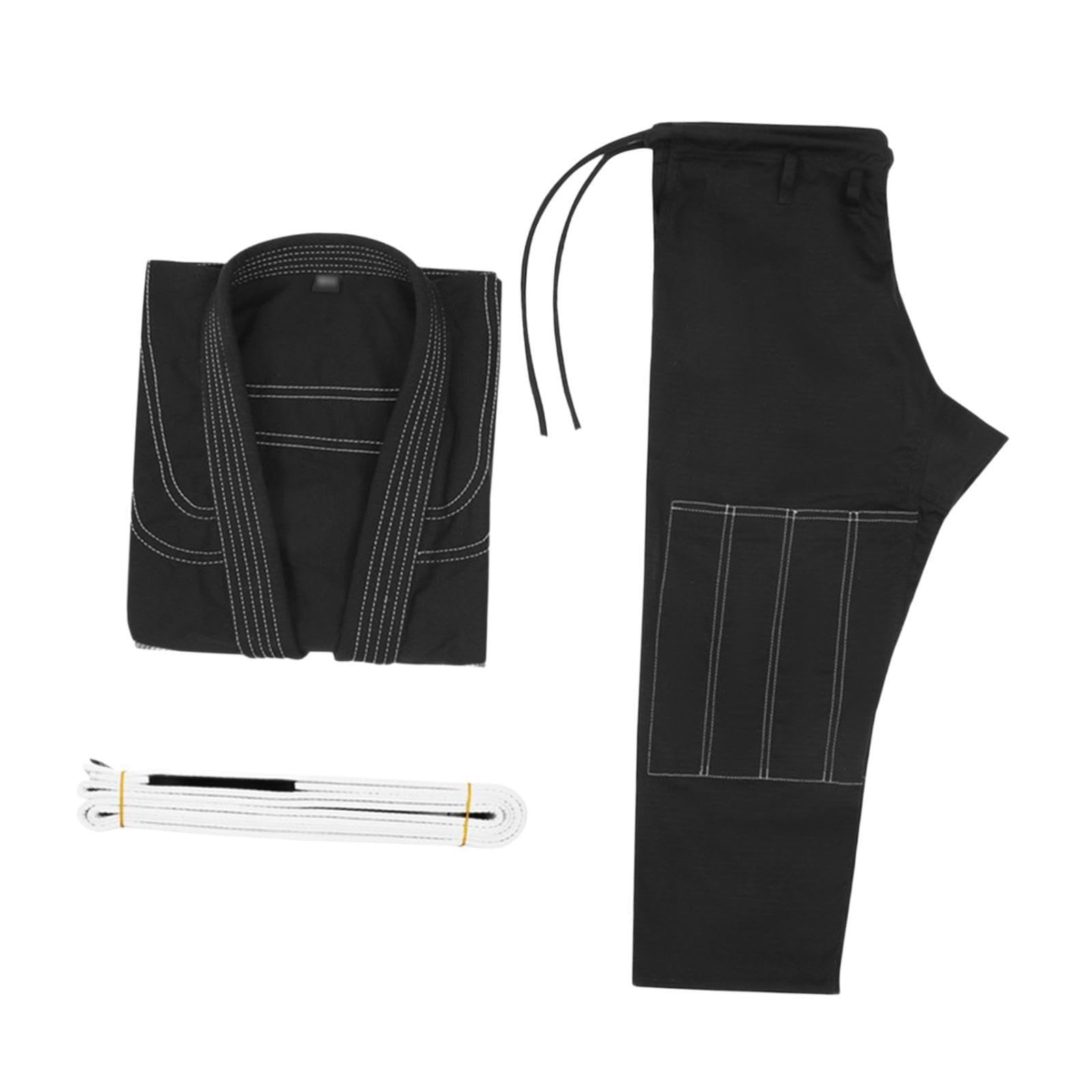Accesorios de ropa para artes marciales, traje de Jiu Jitsu, cinturón, transpirable, ligero, deportivo, agarre, ajuste cómodo, kimono de torneo de, Negro, A1