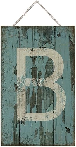 Vista 93 de Letrero colgante de madera con letra A, letrero de madera, decoración del hogar, 26 letras del alfabeto de metal, placa de madera, decoración