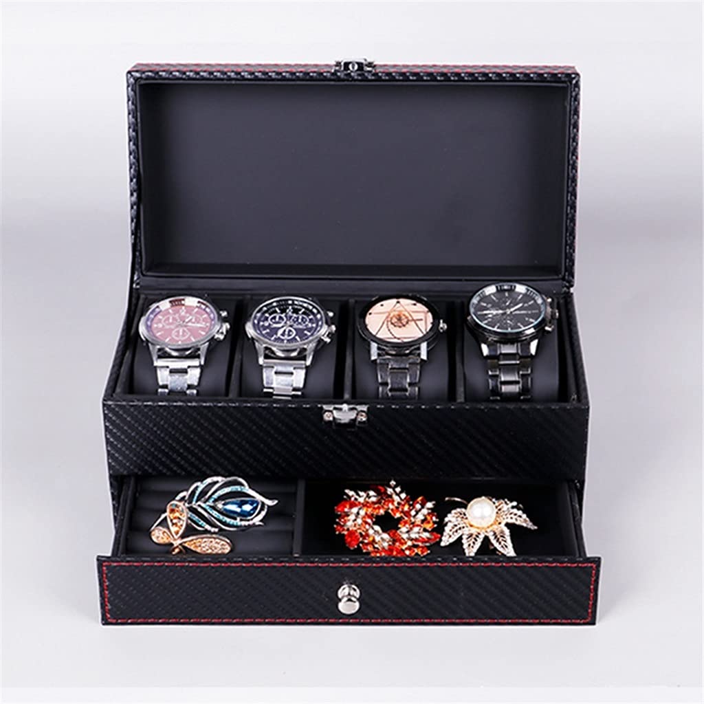 Box Orologio a griglia Doppia Gioiello Display Scatola di archiviazione della Scatola di archiviazione della Scatola Regalo Nera