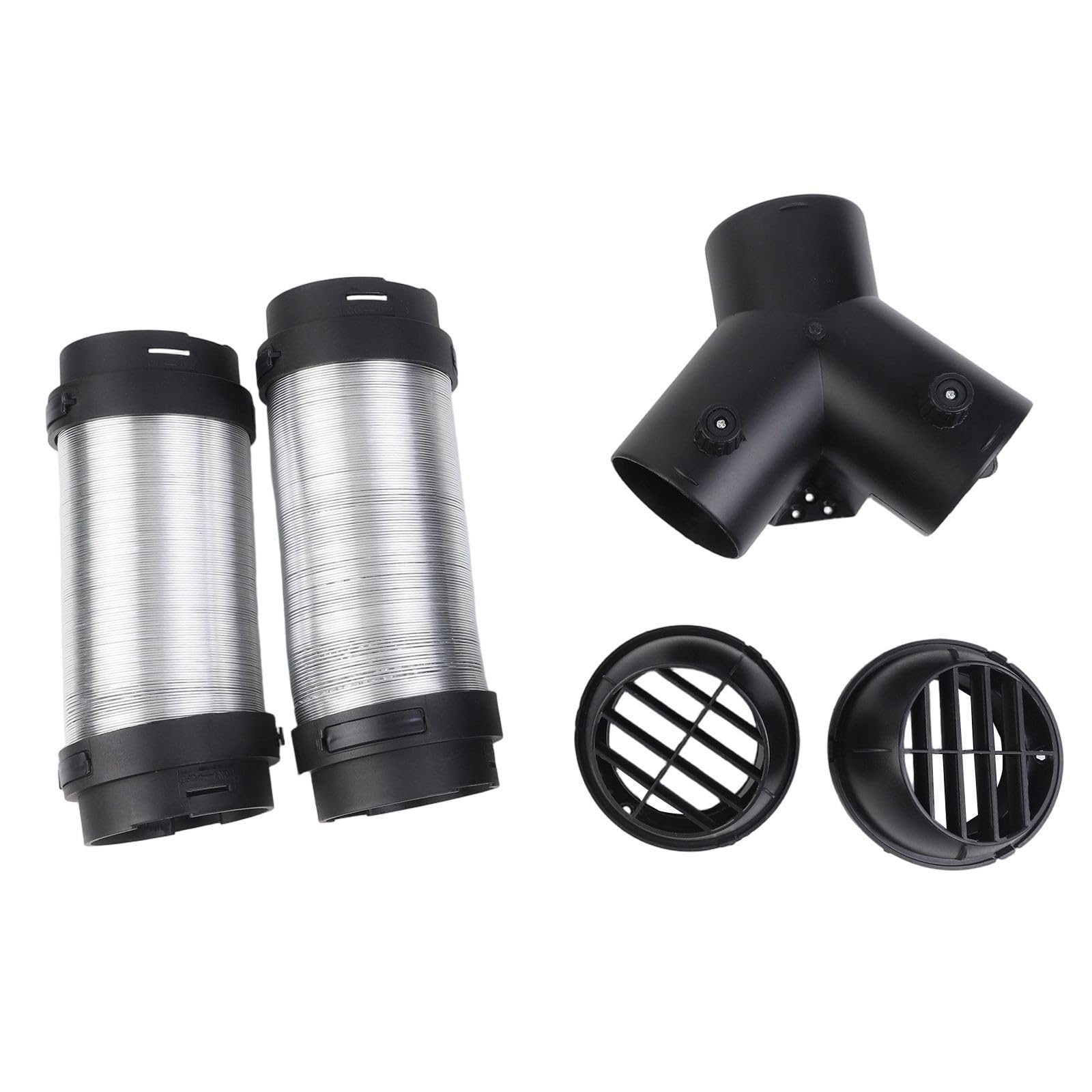 Kit de conductos de coche de 75 mm de diámetro y 80 cm de largo, juego de manguera de aire caliente con 2 salidas y conector en Y para estacionamiento diésel en caravanas, camiones, furgonetas