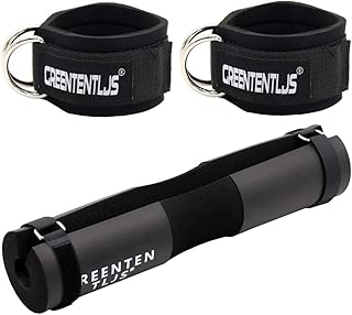 Greententljs Barbell Squat Neck Rack Cushion Foam Shoulder Pad and Ankle Strap Fitness Padded Cable Attachment Squat Pads for Gym Weight Lifting Hip Glute Exercises - coolthings.us