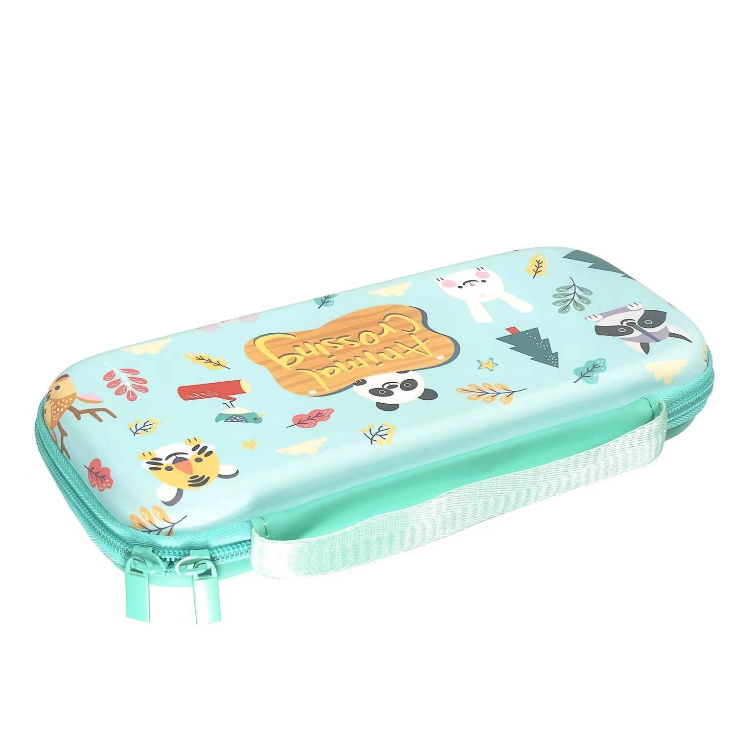 Eamily Carrying Case for Nintendo Switch/Switch OLED/Switch Lite, Waterproof Animal Crossing Travel Bag, Anti-drop Hard Shell Handbag with Wrist Strap