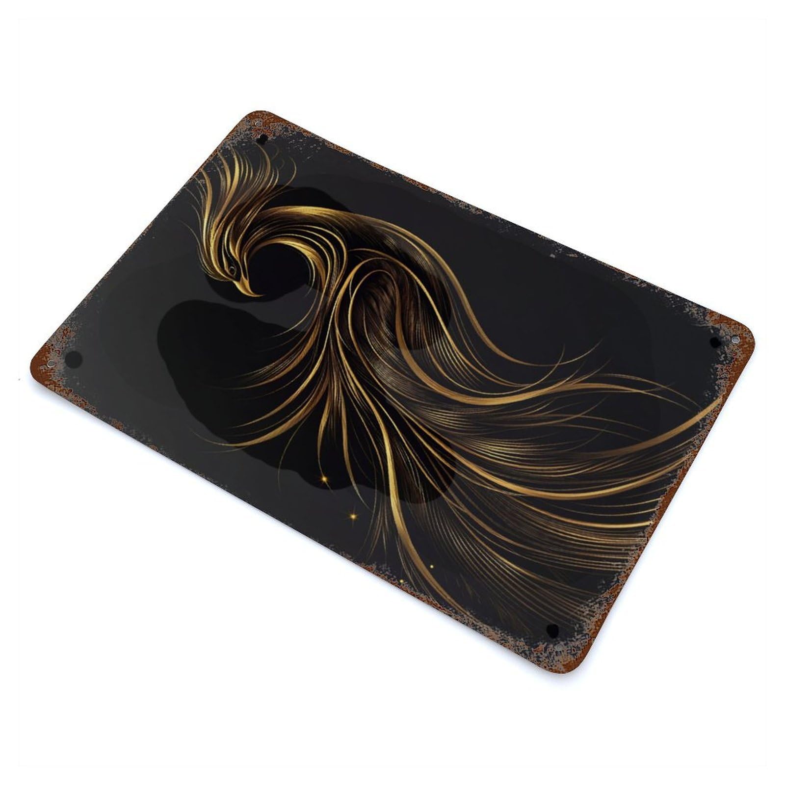 Golden Phoenix Vintage Metal Tin Sign 11.8"x7.9", Ideal for Cafe, Home Bar And Lounge Decor
