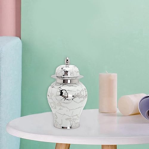 Miniatura 9 de Tarro de cerámica clásico de jengibre, tarro de almacenamiento de frascos organizadores, maceta de escritorio, florero para encimera, hogar, bodas,