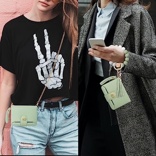 Snug Star Portable Round Bangle Keychain,Credit Card Holder Pocket Bracelet Key Ring Coin Purse Wristlet Keyrings (Silicone Bracelet Rfid Cards Holder(16 Cards Slots)- Green) #TOP4