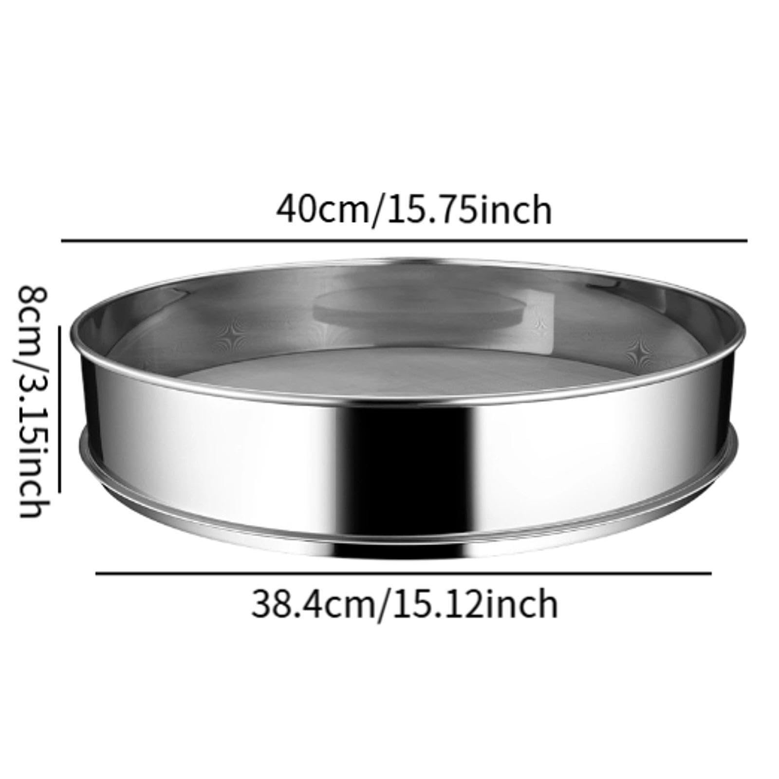 Tamis Fines Mailles Ustensile de Cuisine Sieve Farine Acier Inoxydable Filtration Fine Multifonctionnel Approprié Au Gâteaux, 40cm