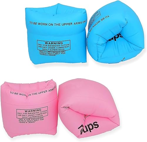 Miniatura 1 de Flotadores de brazo enrollable para niños de 6 a 12 años y adultos, paquete de 2 flotadores de natación con válvulas dobles, gran flotabilidad para