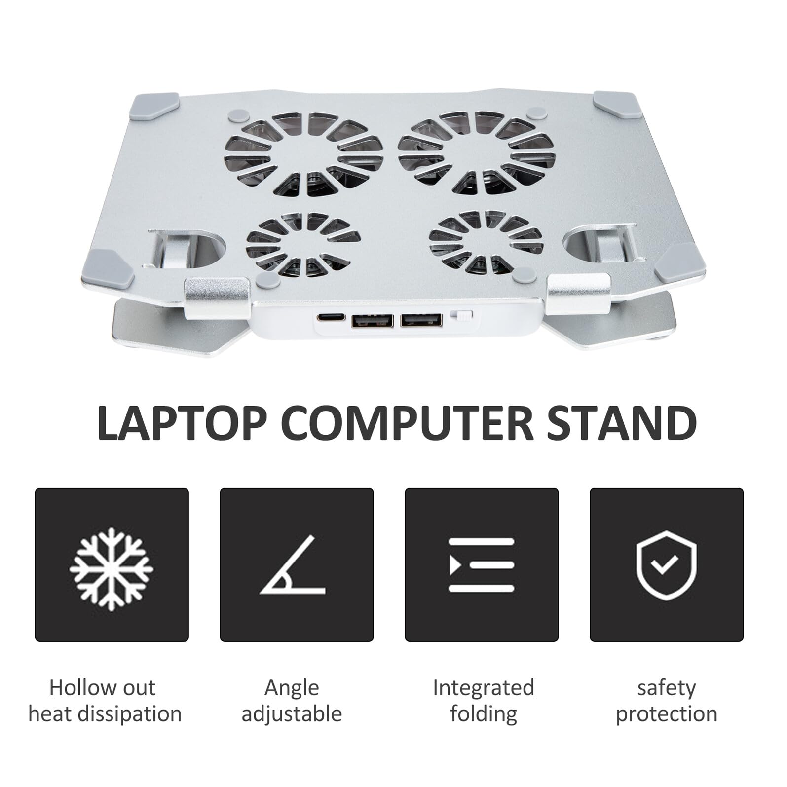 Housoutil Laptop Veloce per Ventole in Regolabile Supporto 4 e Metallo di Raffreddamento Altezza e Angolo Regolabili per Scrivania Computer